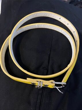 Yellow Leather Skinny Belt for Women  EUC